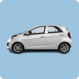 Promotional image of the kia picanto to indicate the option to upgrade your rental car with full insurance.