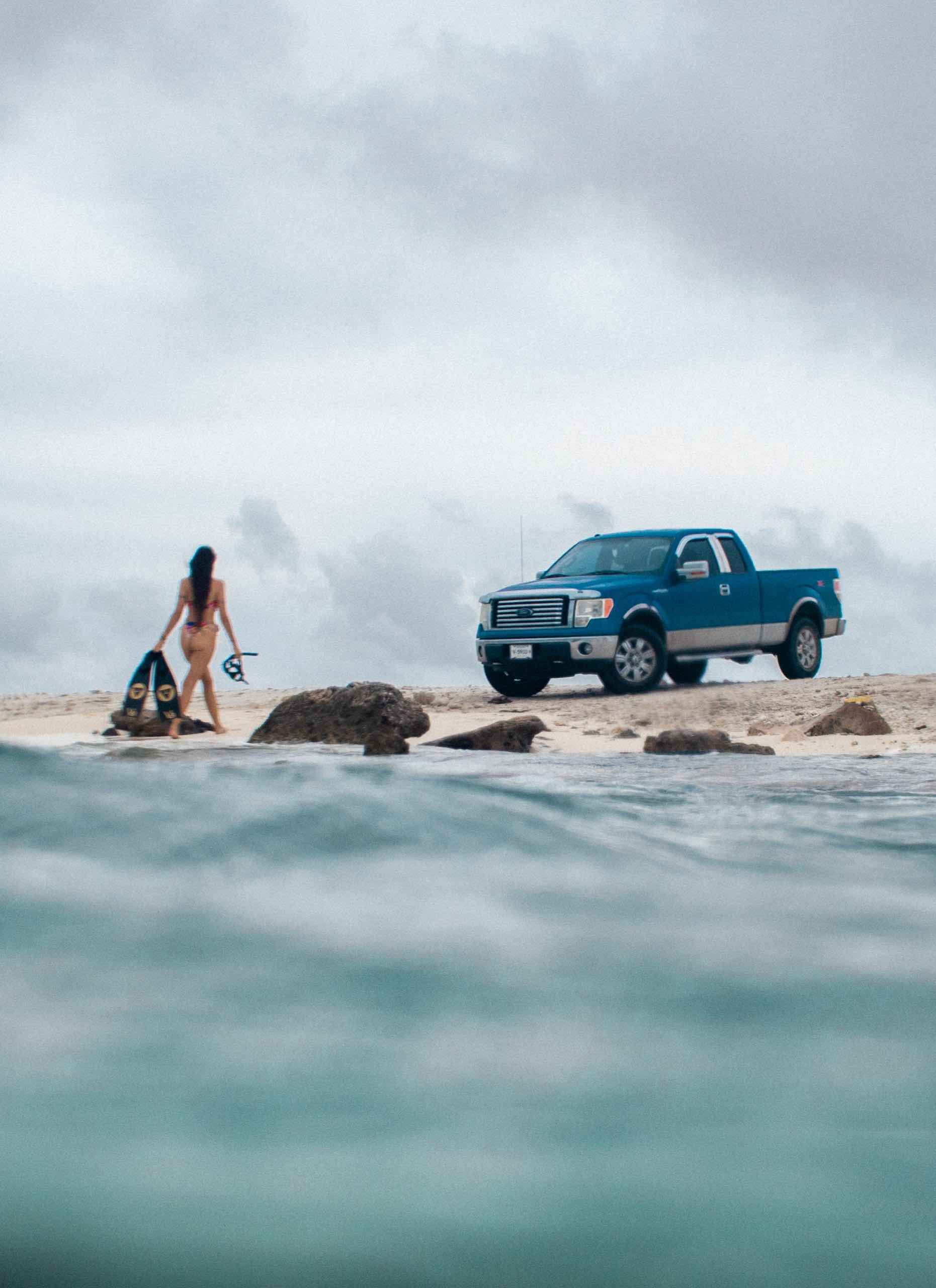 Car Rental Bonaire. Ford with Ocean View on Pickup Huren Bonaire Homepage