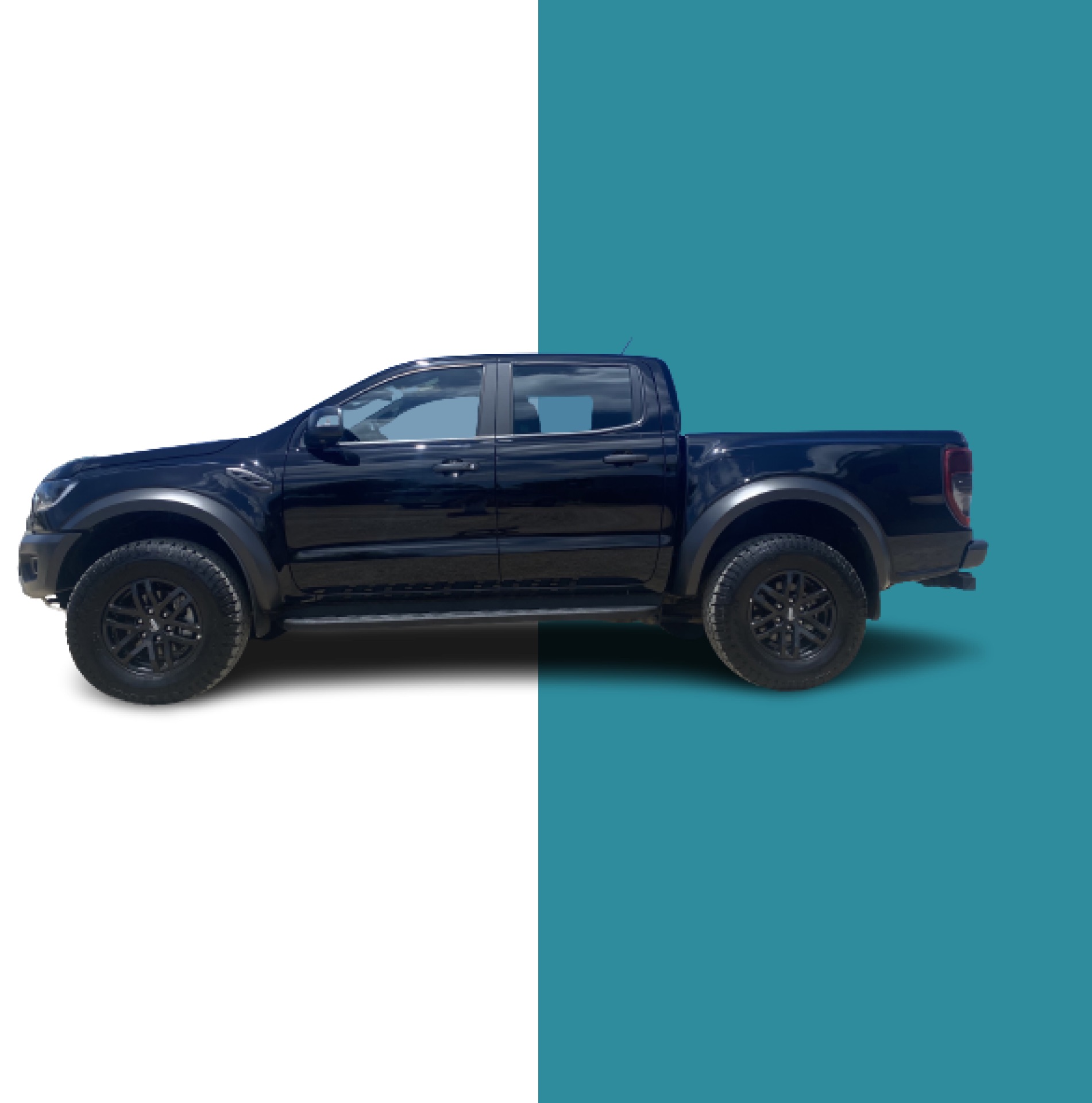 Schitterende Ford Raptor Pickup getoond tegen een dynamische achtergrond.